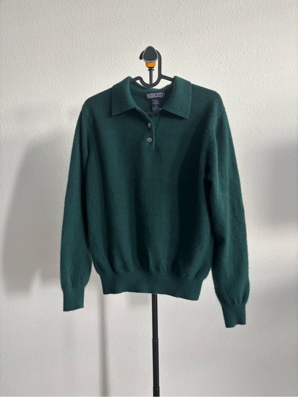 Vintage Lands’ End Direct Merchants 100% Cashmere Green Polo Sweater Women’s S